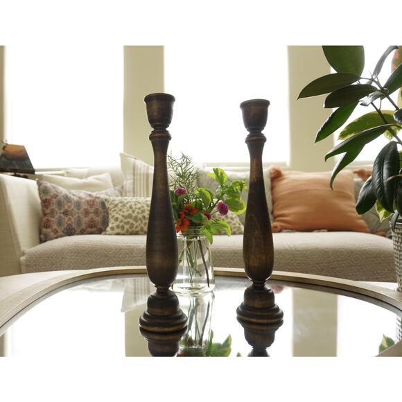 Wooden candle holders set of 2 - Picture 4 of 4